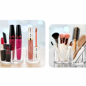 acrylic three compartment make up organiser